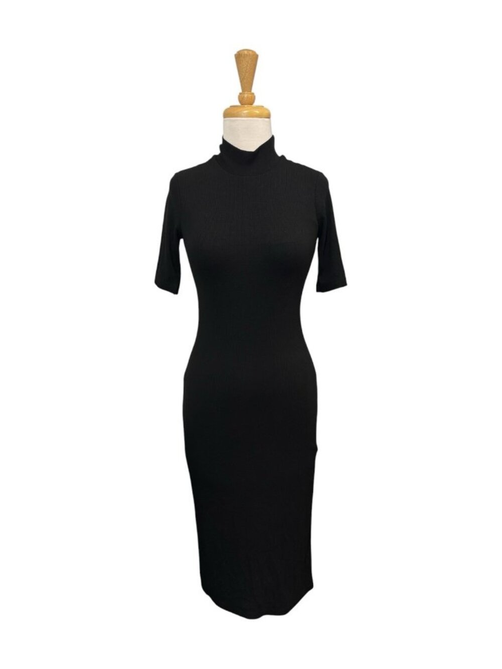 Marine Layer Lexi Rib Mock Neck Midi Dress Size Xs Black